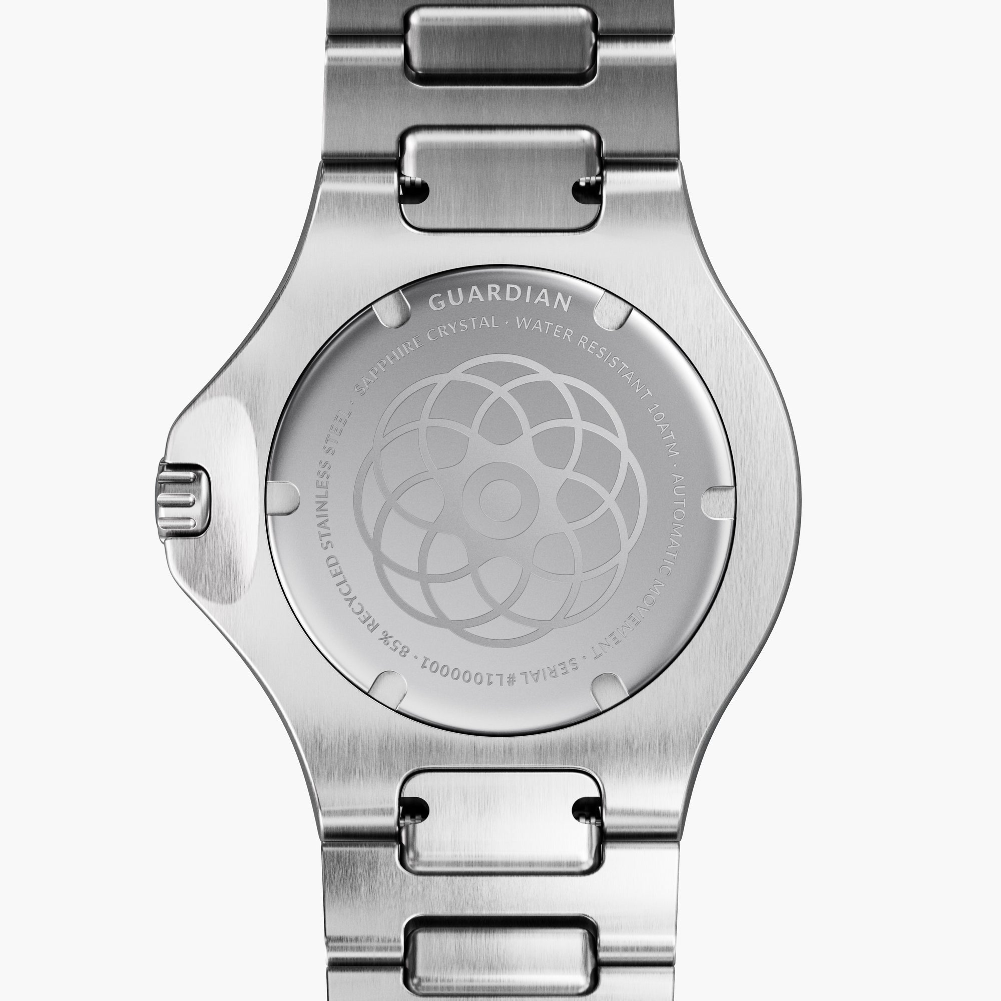 Guardian esfera blanca plateada con correa de reloj H-Link plateada